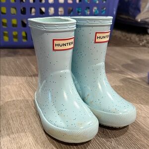 Hunter Kids Light Blue Speckled Rain Boots